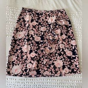 NWT Banana Republic Floral Straight Skirt Ruffle Accent Size 14